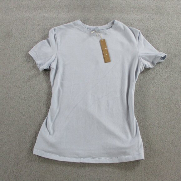 SKIMS Cotton Jersey T Shirt Womens Small Zen Blue Short Sleeve Casual Tee NWT - Picture 2 of 9